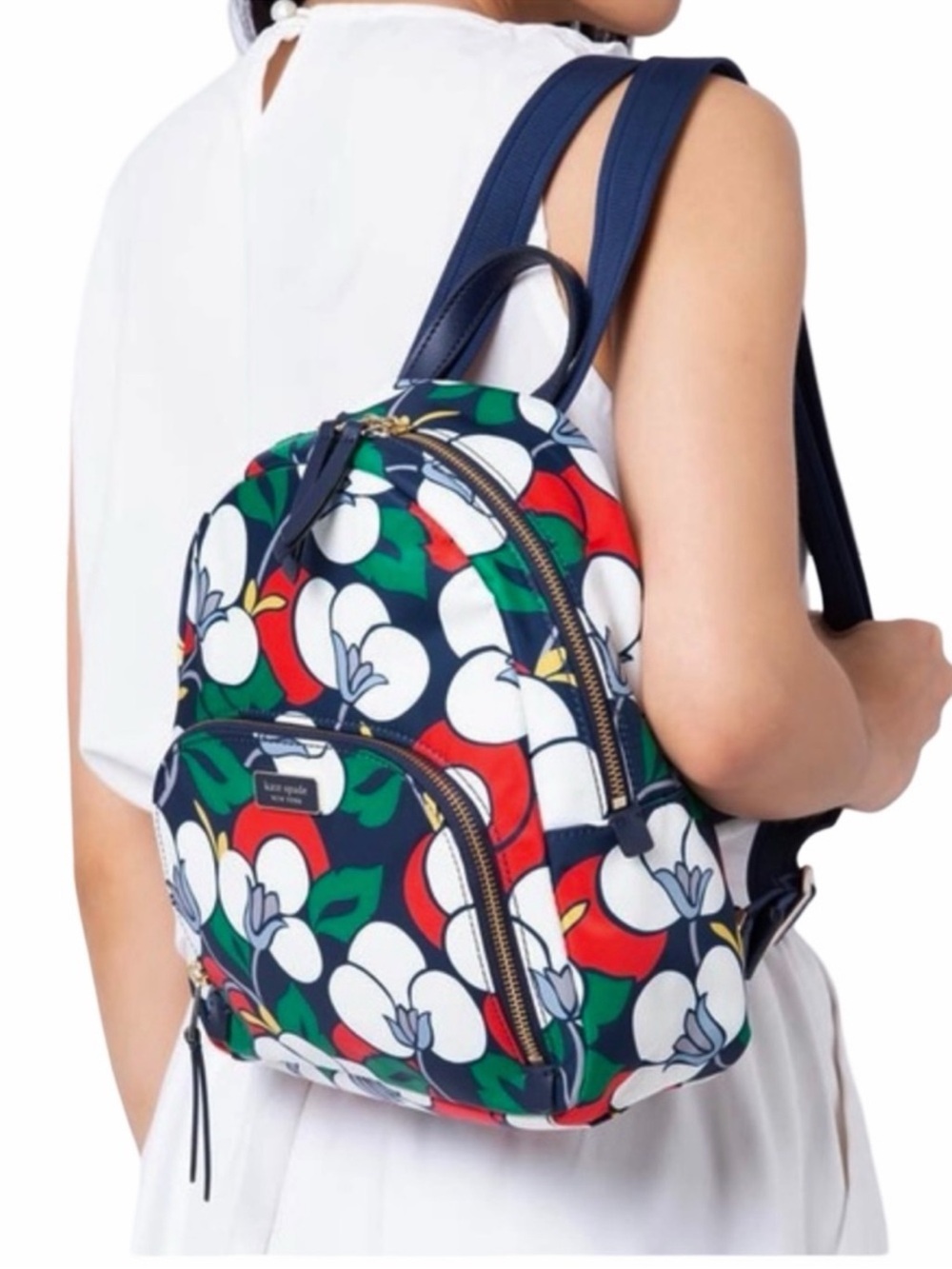 Kate Spade Dawn Breezy Floral Medium Backpack Navy Multi Nylon Vacation